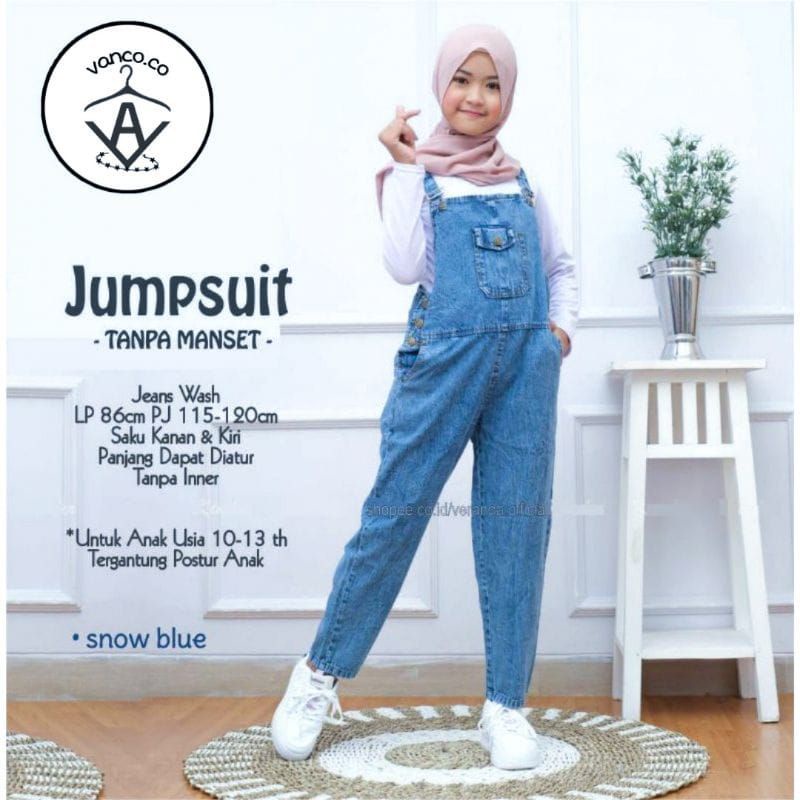 Jumpsuit, Overall Playsuit Romper Anak Perempuan 8-13 Tahun warna Biru dan Hitam