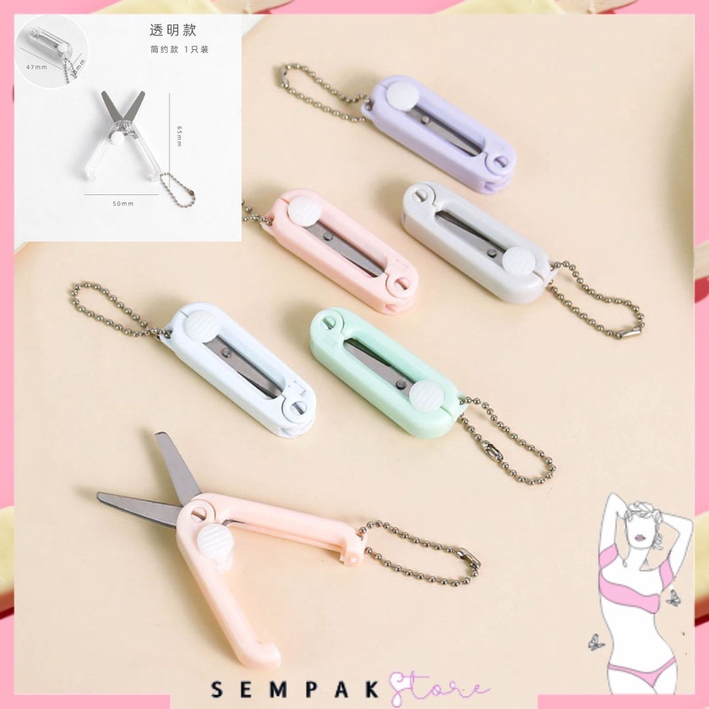 SS Gunting Lipat mini Portable tarik Stainless Steel Retractable Mini Folding Scissors Pemotong Kertas Paper Cutter lucu