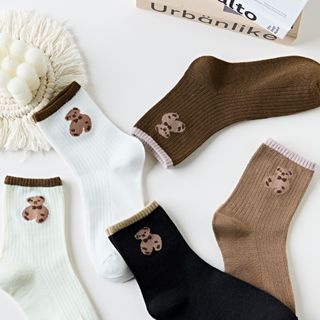 SS Kaos Kaki Wanita Korea Motif Beruang Kaos Kaki Panjang Bear Socks Karakter Ankle Socks Korean Model Simple Cute