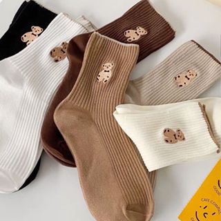 SS Kaos Kaki Wanita Korea Motif Beruang Kaos Kaki Panjang Bear Socks Karakter Ankle Socks Korean Model Simple Cute