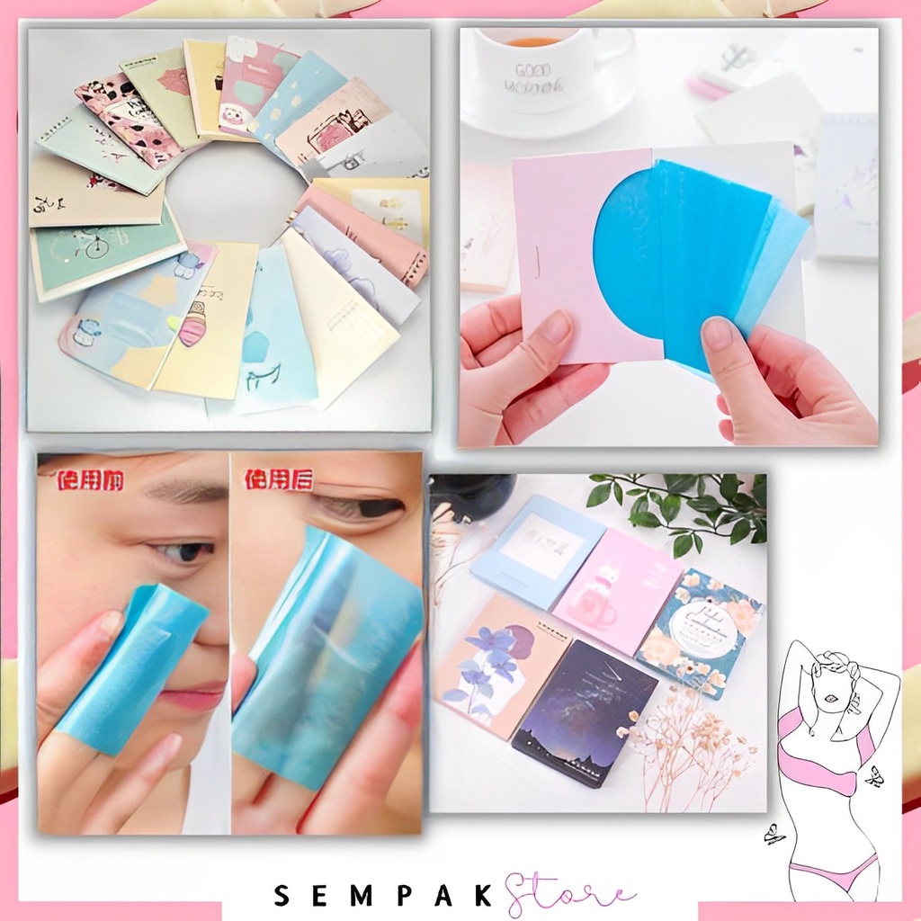 SS Kertas Linen Tissue Penyerap Minyak Wajah 50Pcs Oil Control Film Menyerap Minyak Muka Wajah Berlebihan Kertas Penyerap Minyak Wajah