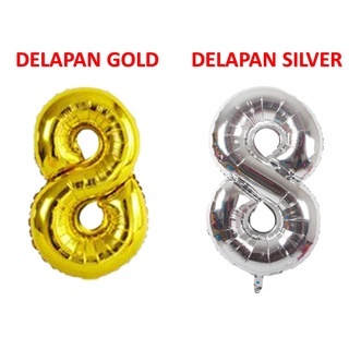 SS Balon Angka Foil Gold Silver 40cm Balon Pesta Ulang Tahun Ballon Number Satuan Murah 40 Cm Murah