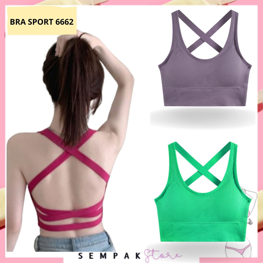 SS Bra Wanita Elastil 6662   Bra Sport Wanita 6662 BH Olahraga Push Up Tali Simpul Wanita Tanpa Kawat  Sexy Fashion Korea Import Murah