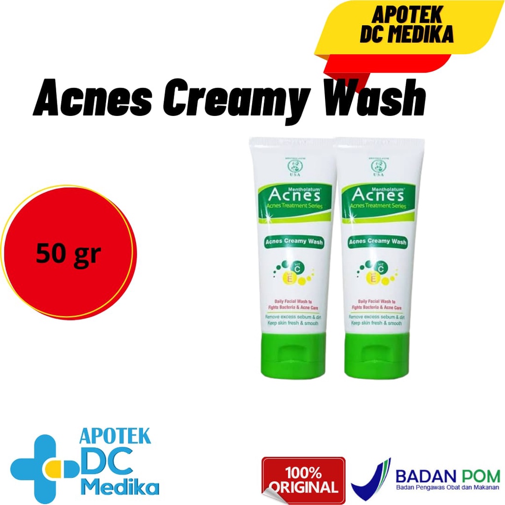 ACNES CREAMY WASH 50gr / Sabun jerawat / pembersih muka jerawat
