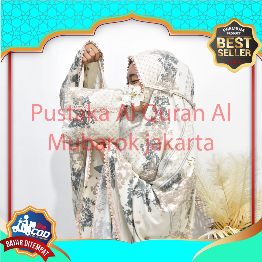 Mukena Armani Bahan Satin Silky Premium 2 In 1 Luxury Silk Motif Bunga Ukuran Dewasa Besar Jumbo Muk