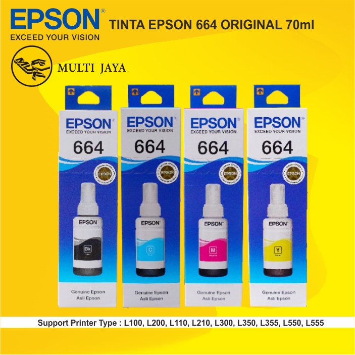 Tinta Epson 664 Original 70ml 1Set Tinta Epson 664 Original (Printer L100/L110/L120 L200/L210/L220/L