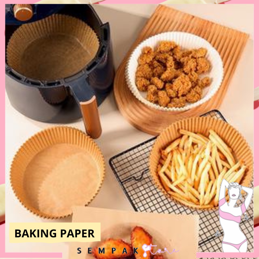 SS Air Fryer Paper 50 Pcs Anti Lengket 16cm Kertas Alas Airfryer 50pcs Baking Paper Tahan Minyak Sekali Pakai Murah