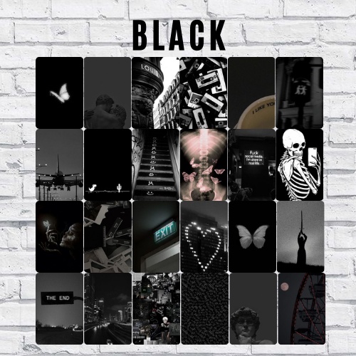 [48 LEMBAR] POSTER DINDING AESTHETIC//POSTER AESTHETIC//POSTER AESTHETIC BLACK [COD]