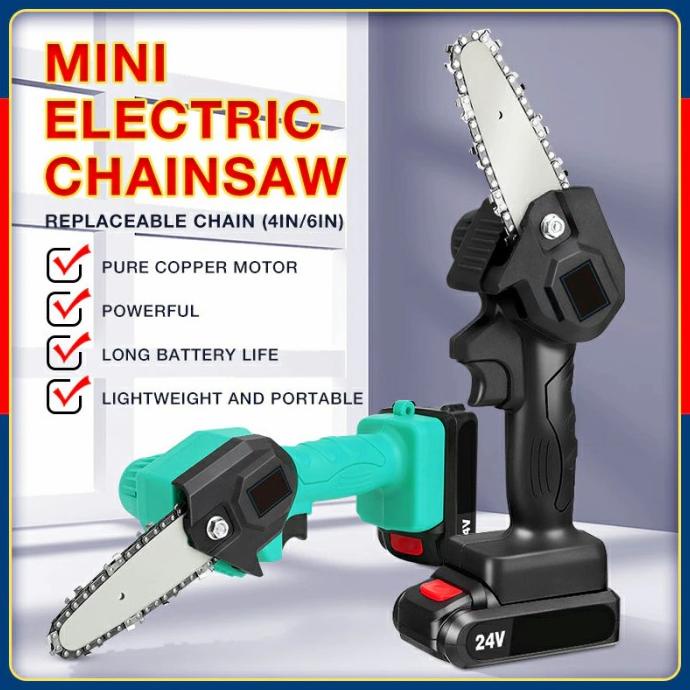 Best Gergaji Mesin Mini Listrik Portable Cordless Chainsaw 1200W