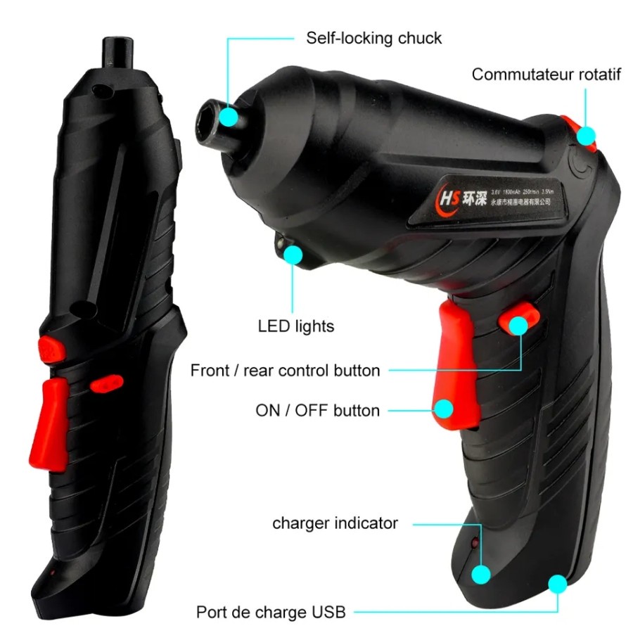MH - Bor Tangan Baterai Cordless Screw Driver Bor Kayu Portabel MB47