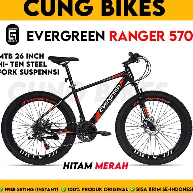 Sepeda Gunung Mtb 26 Inch Evergreen 570 21 Speed Velg Tinggi Double