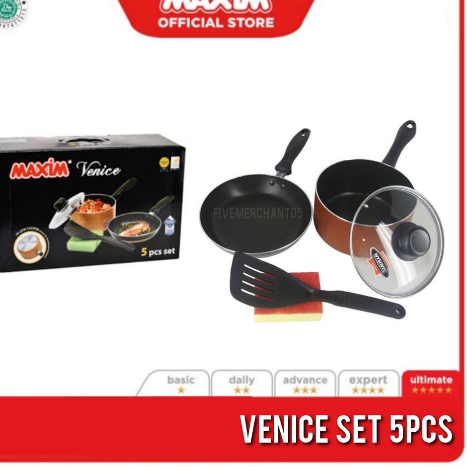Terlaku.../ Panci Set Maxim Venice 5pcs Panci Teflon Set Maxim Venice Set Panci Wajan Teflon Maxim S