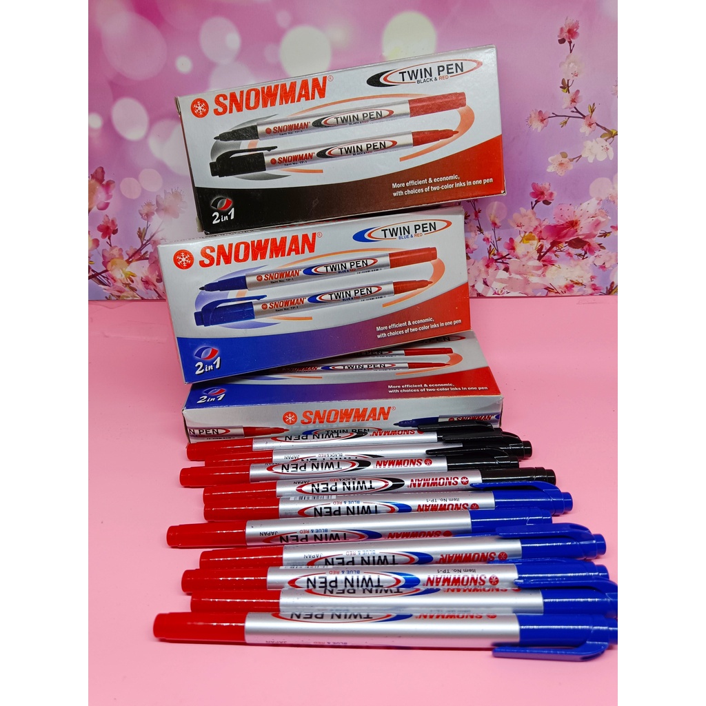 

SPIDOL SNOWMAN TWINPEN MERAH HITAM BIRU MERAH