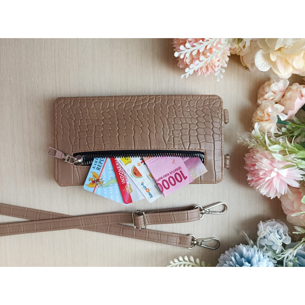 Tas Selempang Wanita Mini Kulit PU CROCO SLING PHONE Bag