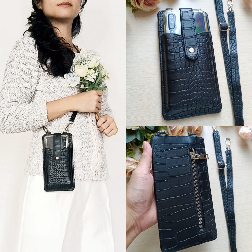 Tas Selempang Wanita Mini Kulit PU CROCO SLING PHONE Bag