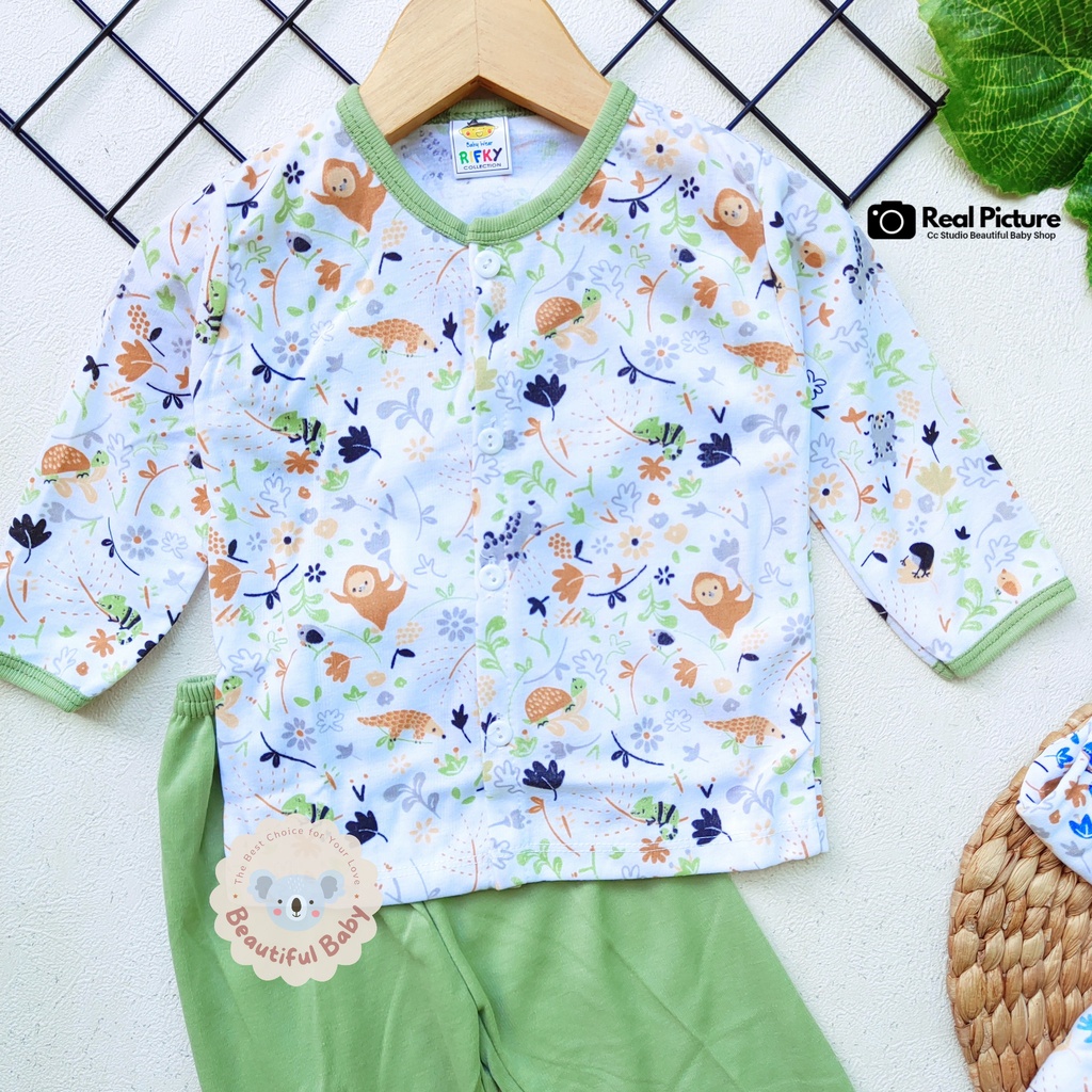 Setelan Piyama Baju Bayi Perempuan 3-12 Bulan Lengan Panjang Celana Panjang Motif Animals / Baju Bayi Perempuan Syifana / Baby.ou