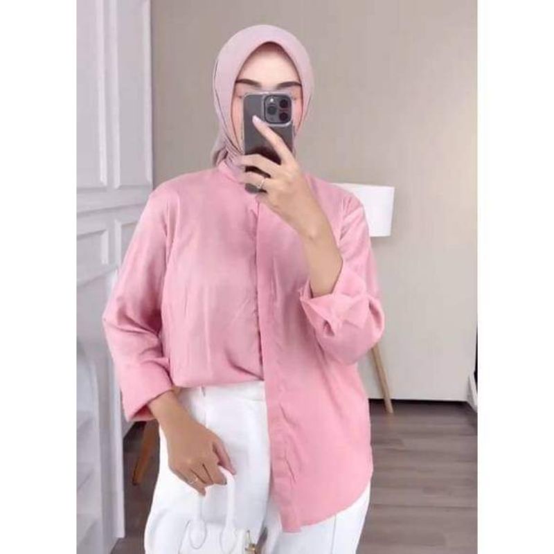 KEMEJA WANITA POLOS RAYON  TWIL PREMIUM BAHAN ANYEES