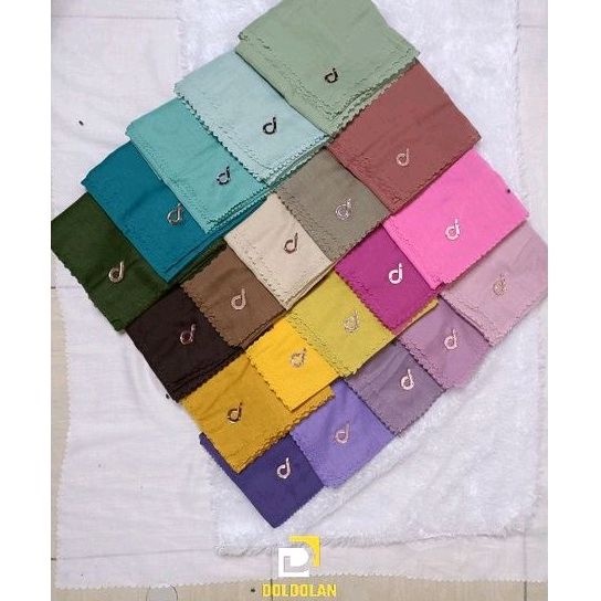 HIJAB DEENAY POLOS LASER CUTTING KW LOGO (d) premium Terbaru Kerudung Segi empat