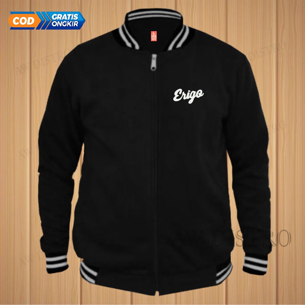 COD Jaket Baseball Varsity Distro Eri Go Text Putih Premium Quality