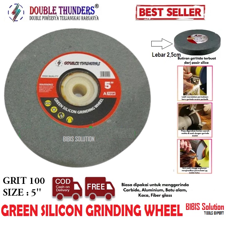 Batu Gerinda Duduk Gurinda Duduk 5" inch Grinding Wheel Green Silicon 5 inch