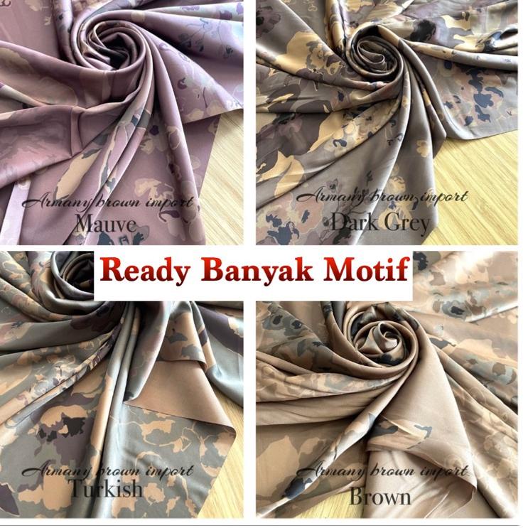 Promosi SpesialFf4F9 Bahan Kain Armani Silk Ecoprint brown import / armany silk abstrak / kain silk 