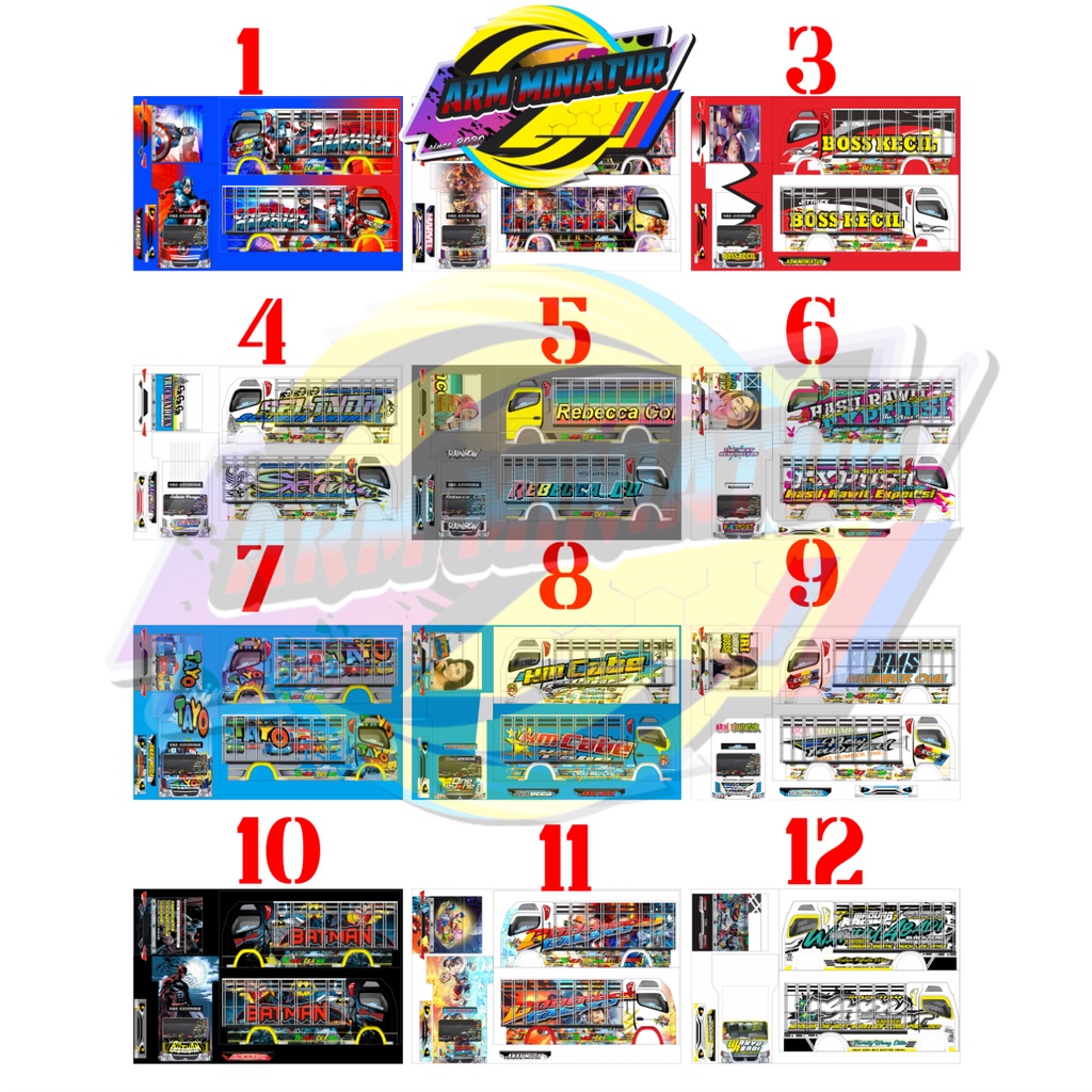 Stiker Pola Miniatur Truk Oleng Harga Grosir Ukuran Panjang 30 cm