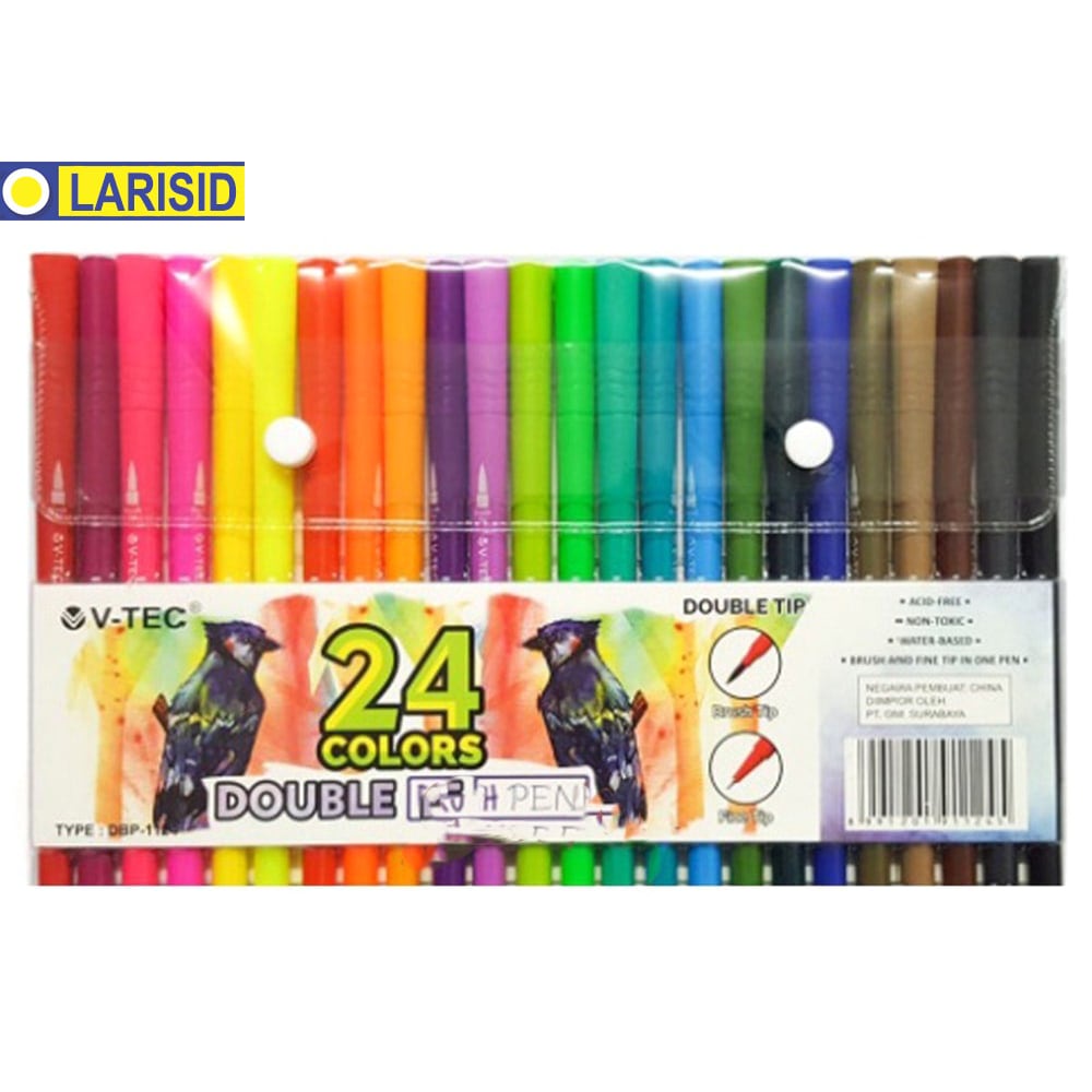 

V-Tec Double Tip Brush Pen Set 24 Colors 24 Warna