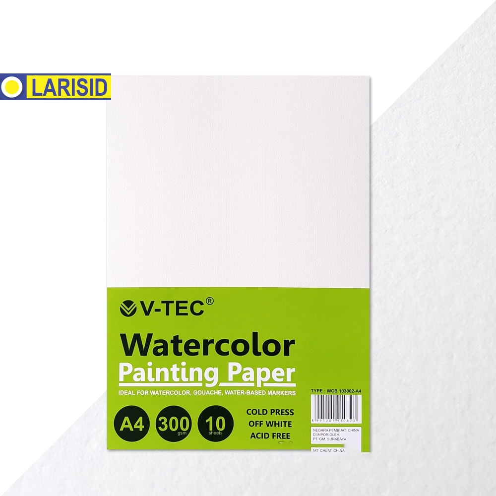 

V-Tec A4 Water Colour Paper 300Gsm 10 Sheets Cold Pressed