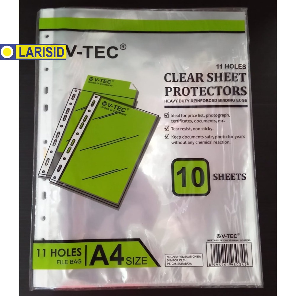 

Sheet Protector A4 V-Tec 11 Lubang File Bag Isi 10 Lembar