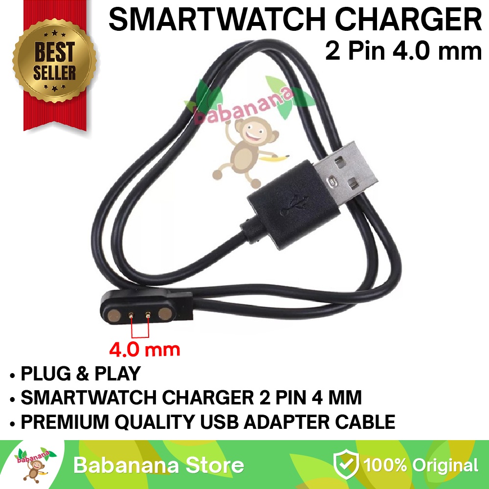 Kabel charger 2 pin 4mm magnetic blender smart watch smartband 2pin 4 mm Casan