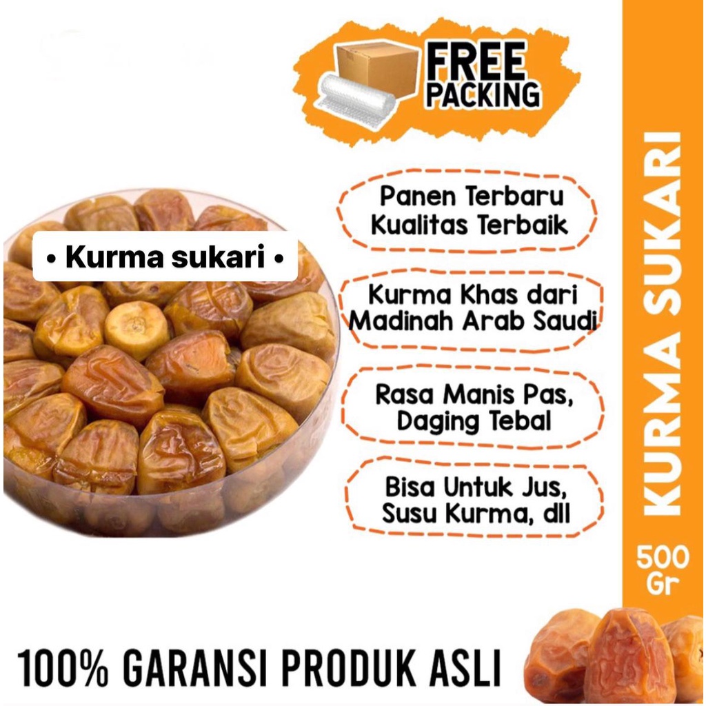 

Kurma Sukari Ruthob 500Gr Al Qassim Sukkari Ruthab Basah Lembut Besar Raja MPASI Air Jus Nabeez