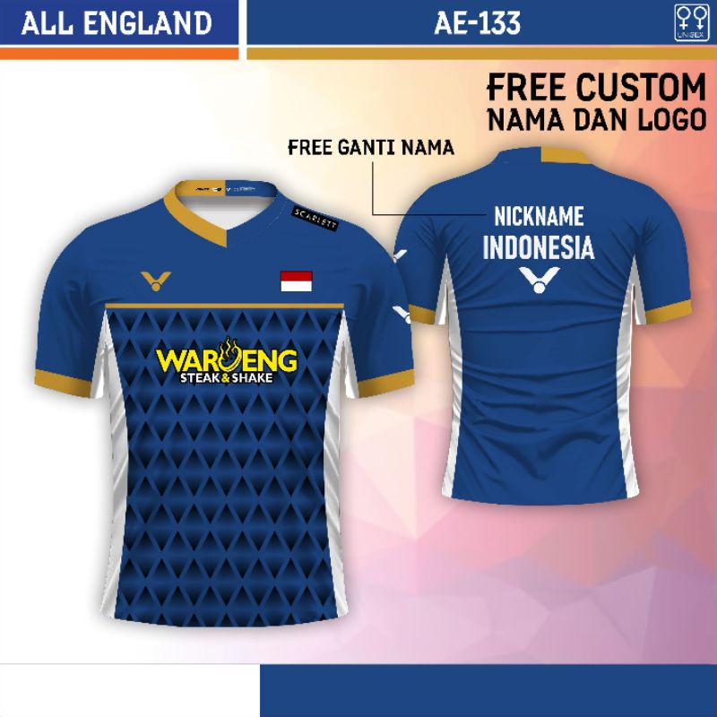 JERSEY BADMINTON ALL ENGLAND 2023 BAJU BULUTANGKIS THE DEDDIES WAROENG STEAK