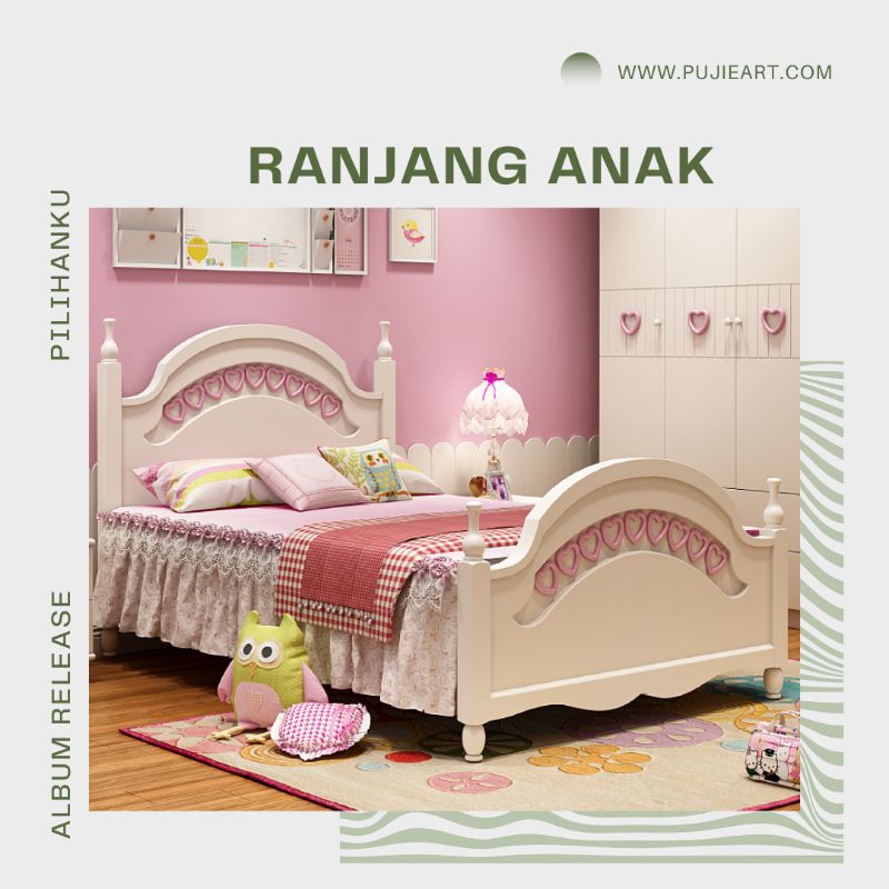 Rangka tempat tidur anak remaja perempuan no 4, ranjang minimalis 180x200 model single