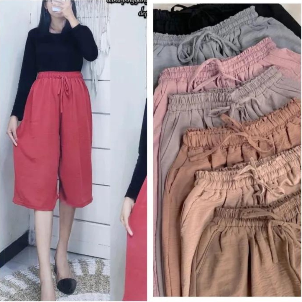 kulot wanita highwaist kekinian bahan crinkle airflow premium celana pendek dewasa terbaru murah