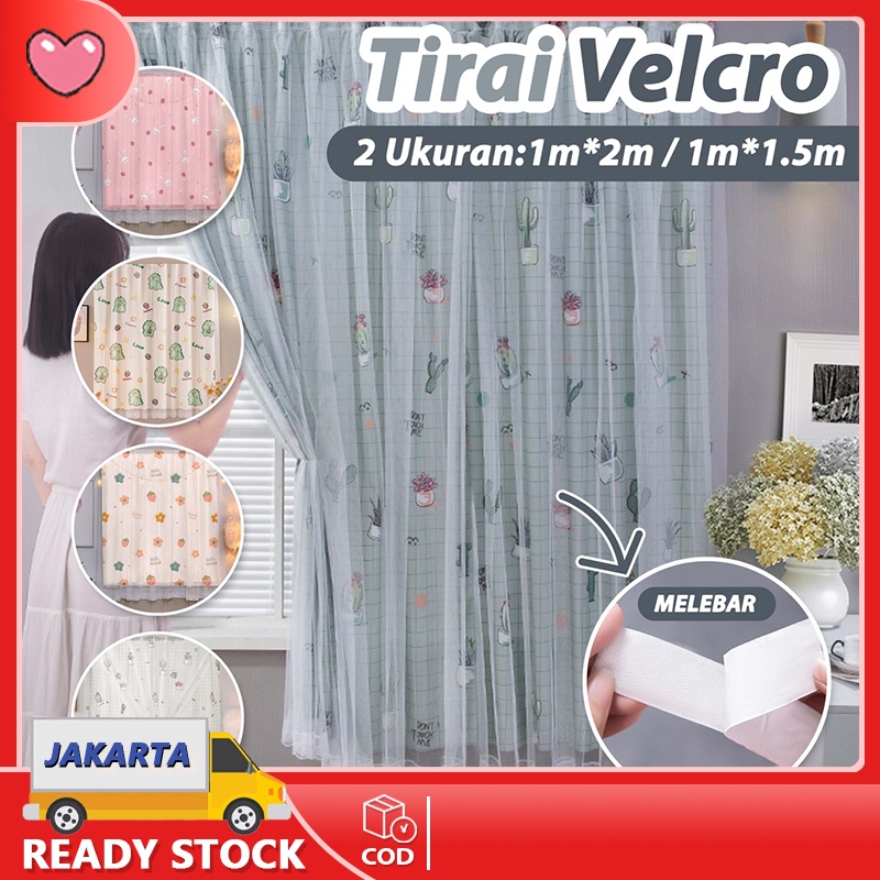 Tirai Gorden Magic Velcro Tirai Hordeng Tanpa Paku / Jendela Pintu Velcro Blackout 99% Tanpa Bor  Gorden transmisi cahaya canggih