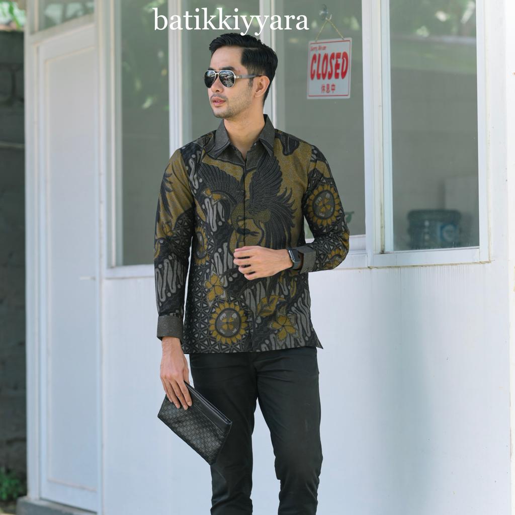 Baju batik cowok Lengan panjang Dobby lasem PREMIUM MODERN BAHAN DOBBY LASEM LAPISAN TRIKOT HERO