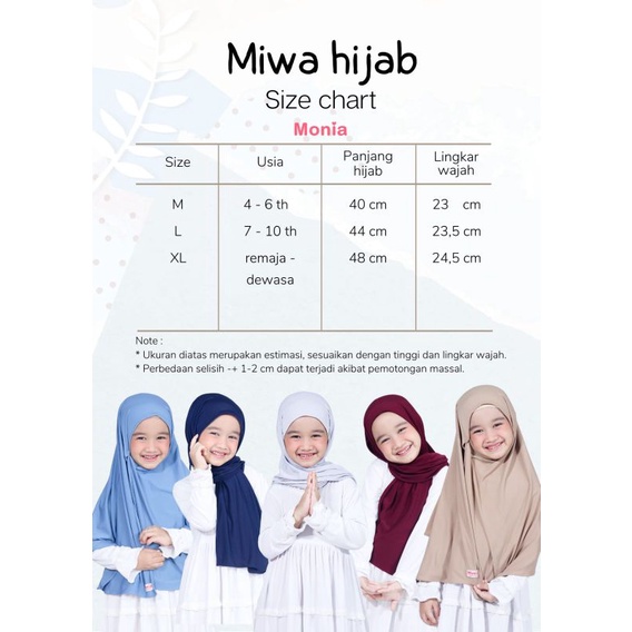 Miwa Hijab by Monia Hijab Kids size M  | Pasmina Instant Terbaru