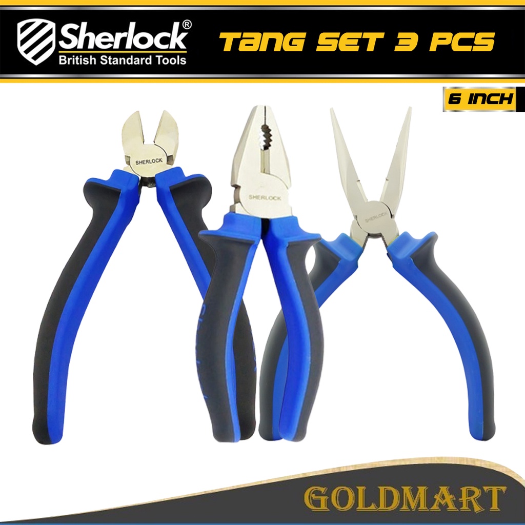 Tang Set 3 pcs Original Sherlock. Tang Kombinasi, Potong, Lancip CR-V