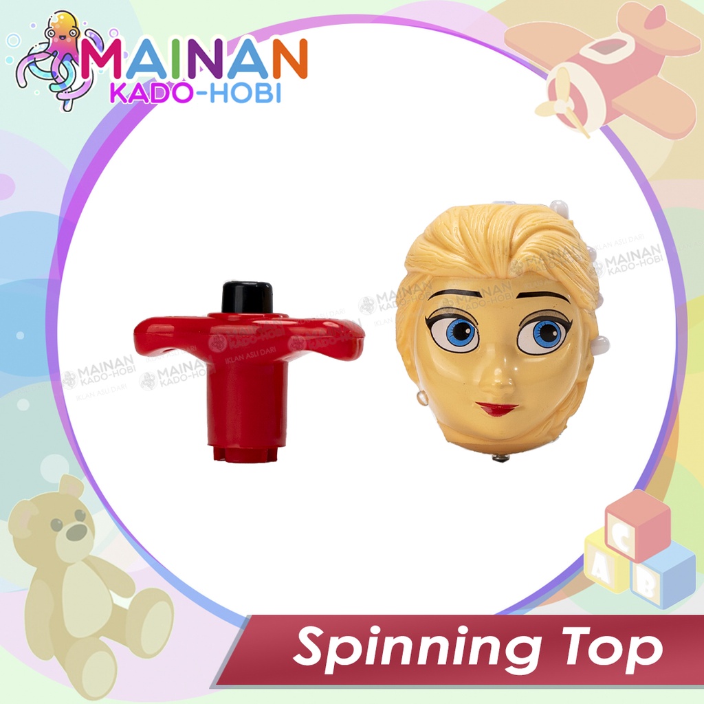 HADIAH MAINAN ANAK PUTAR SPINNING TOP GANGSING PUTAR MUSIK DAN LAMPU KARAKTER LUCU FROZEN