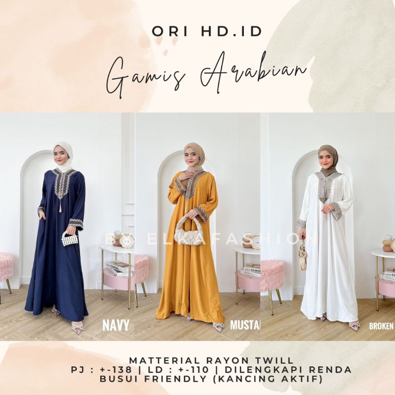 Kaftan Raya Gamis Arabian Hd.id Original Produk Hd.id bahan Rayon Twill Premium