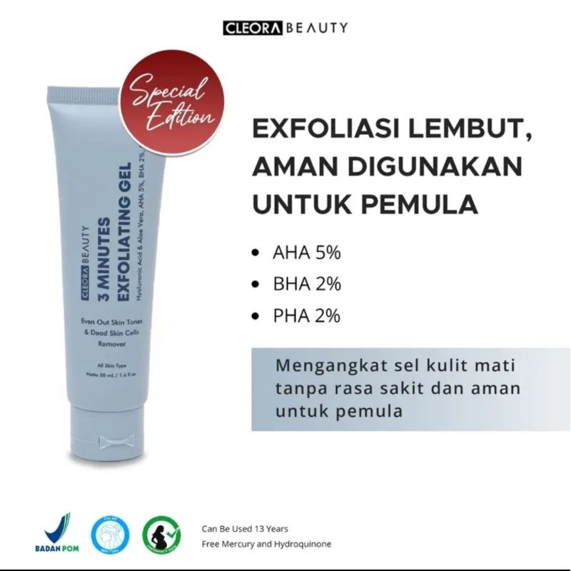 ClEORA 3 Minutes Exfoliating Gel 50ml Beauty Eksfoliasi Jelly BPOM