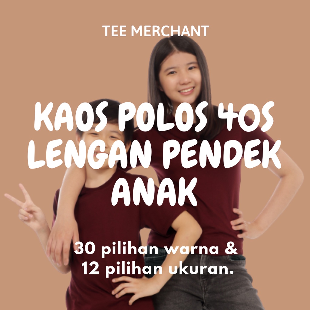 Kaos Polos Anak Lengan Pendek Cotton Combed 40s