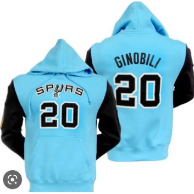 jaket basket San Antonio Spurs Men's Mitchell and Ness Manu Ginobili Retirement Blue Hoodie