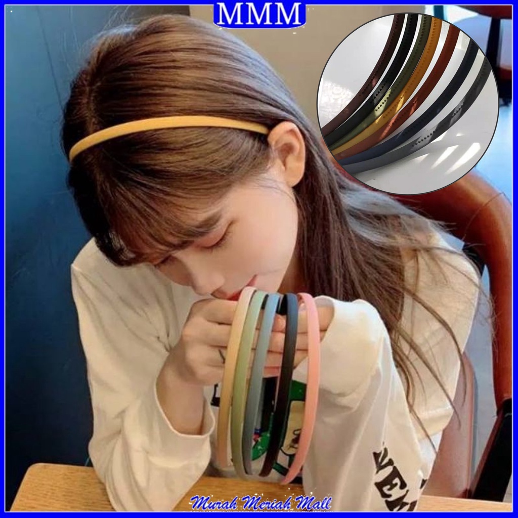 MMM Bando Korea Polos Bulat Tipis Matte Full Color High Quality Bandana Hairband Wanita 0.5Cm Warna Pastel Ala Korea Headband Aksesoris Rambut Murah Import