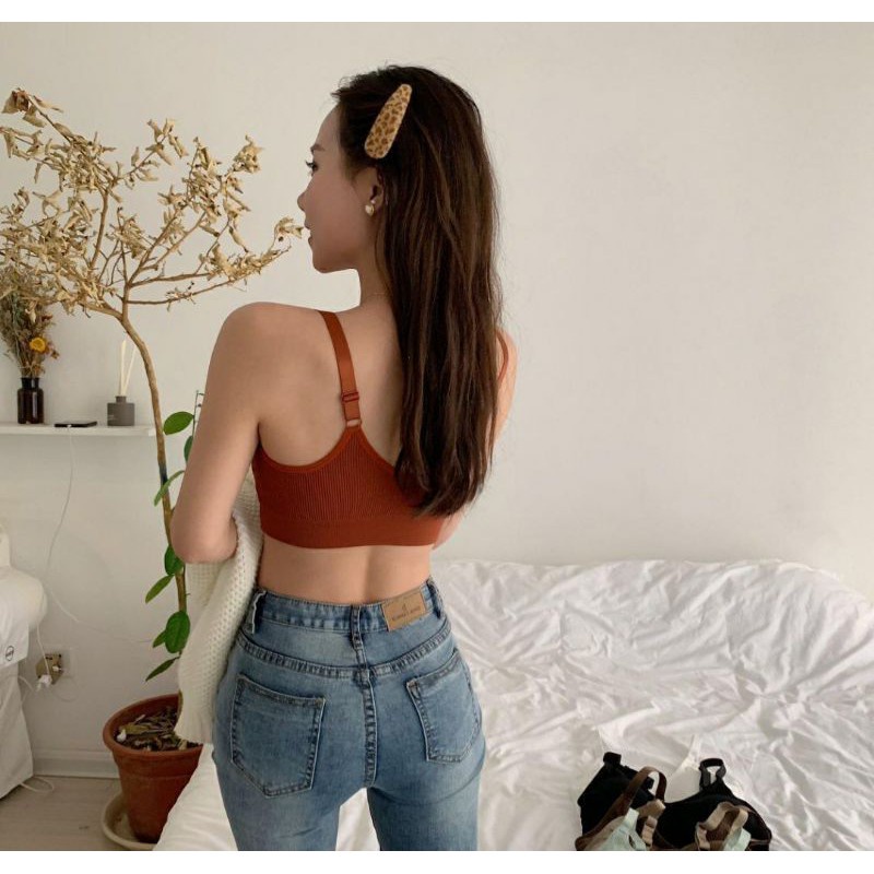 MMM Bra Wanita Tanpa Kawat 6715 Bahan Rajut Bra Model Seamless dengan Tali Strap dan Isi Busa Bergaya Sexy Bra Sport Japan Nyaman Model Jepang Bh wanita