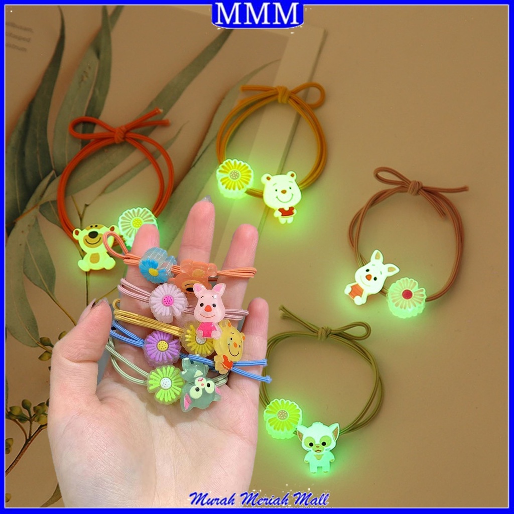 MMM Ikat Rambut Korea 1PCS Bunga Daisy Motif Karakter Hewan glow in the dark Karet Rambut Korea Ikat Kuncir Cantik