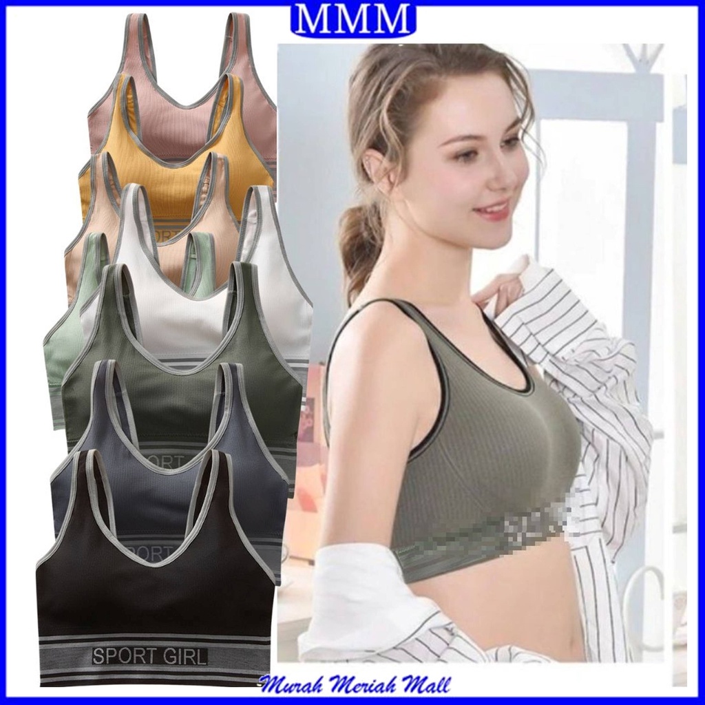 MMM Sport Bra Wanita 6593 BH Girl Push Up Tanktop Tanpa Kawat Elastis Pakaian Dalam Yoga Tank Top Olahraga Gym Murah Import