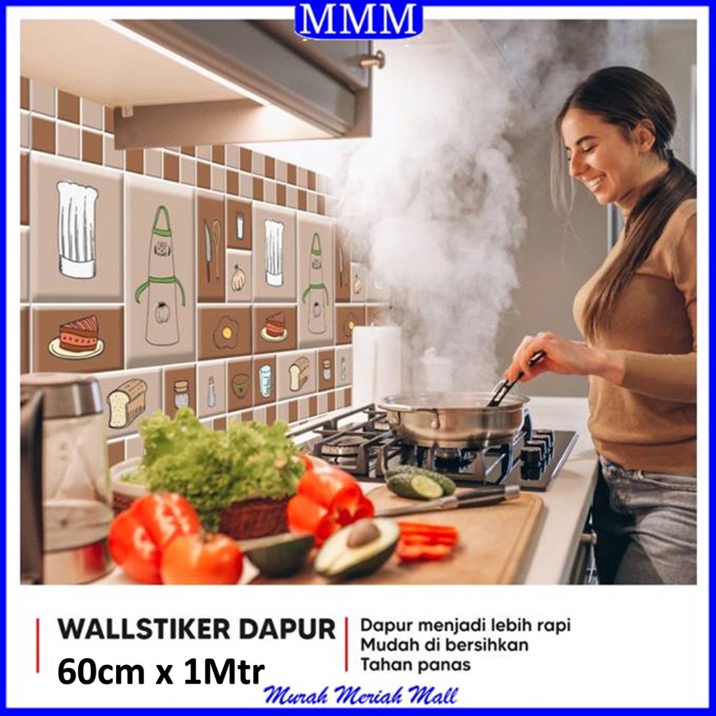 MMM Stiker Dinding Anti Minyak Wall Sticker Anti Minyak Dapur Kitchen Sheet ukuran besar 60X100 cm