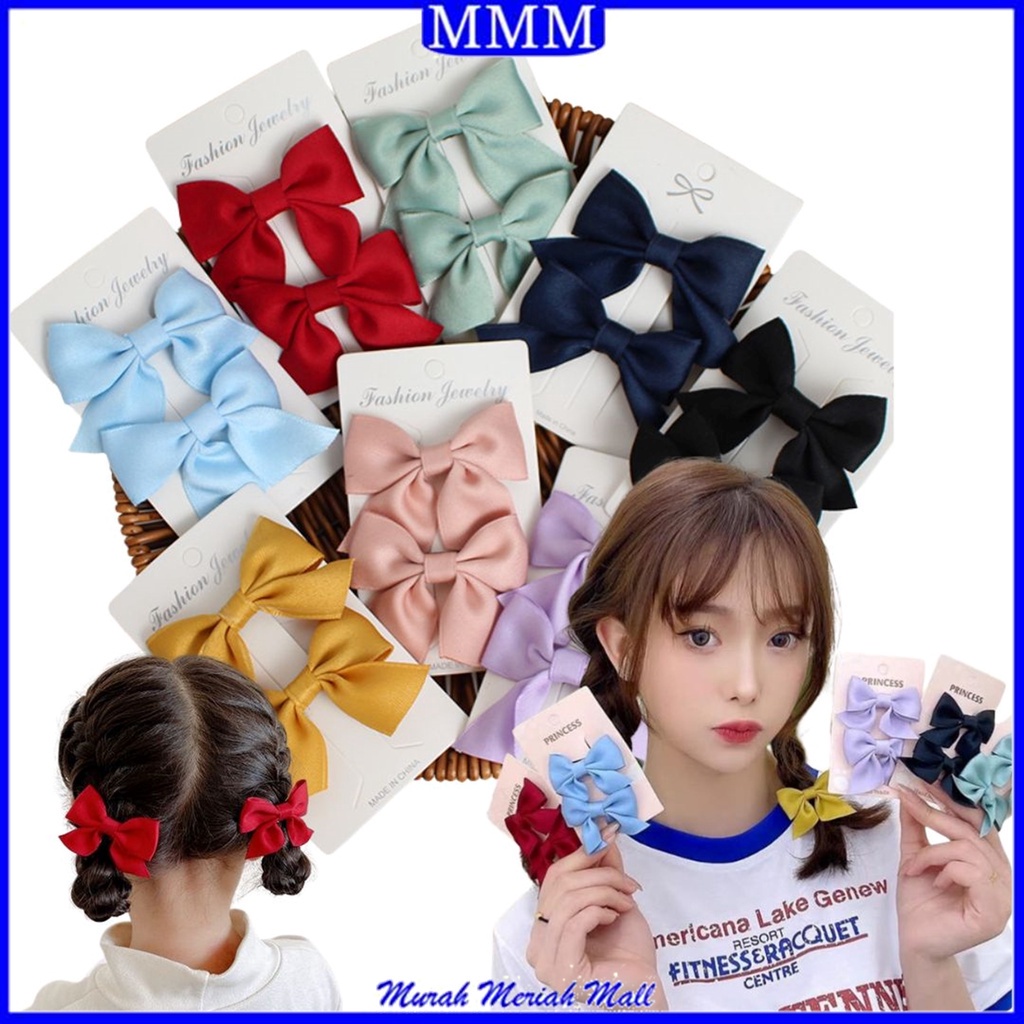 MMM Jepit Rambut Pita Anak Lucu 2 in 1 Jepitan Rambut Fashion Ribbon Hair Pin Gaya Korea Kids Import Murah