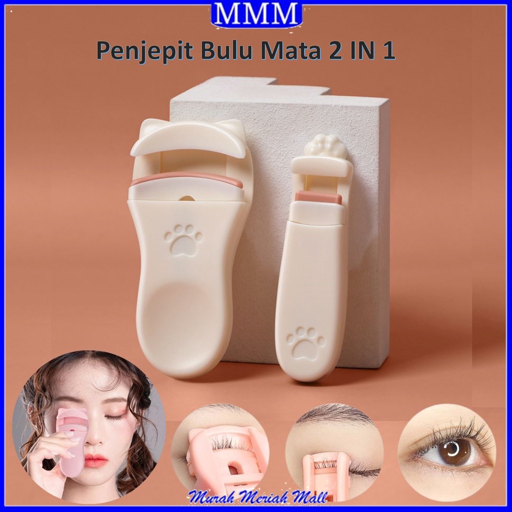 MMM Penjepit Bulu Mata 2 IN 1 Tapak Kucing Eyelash Curler Kit Plastics Beauty Tools Mini Jepitan Maskara Jepit Pelentik Bulu Mata Portbale Jejak Kaki Impor Murah